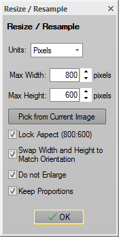 Image Resize / Resample dialog